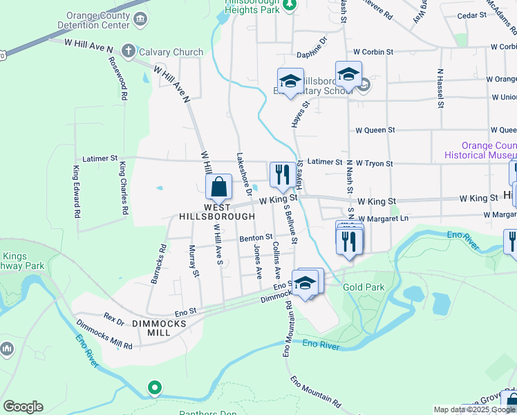 map of restaurants, bars, coffee shops, grocery stores, and more near in Hillsborough