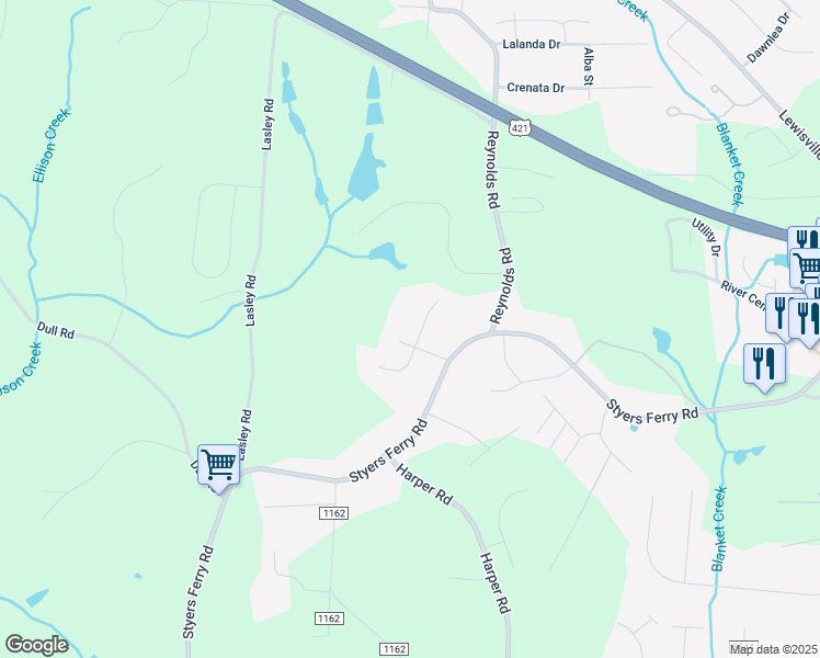 map of restaurants, bars, coffee shops, grocery stores, and more near 6025 Hedgerow Circle in Clemmons
