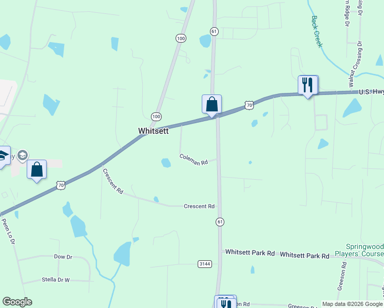 map of restaurants, bars, coffee shops, grocery stores, and more near 821 Coleman Road in Whitsett