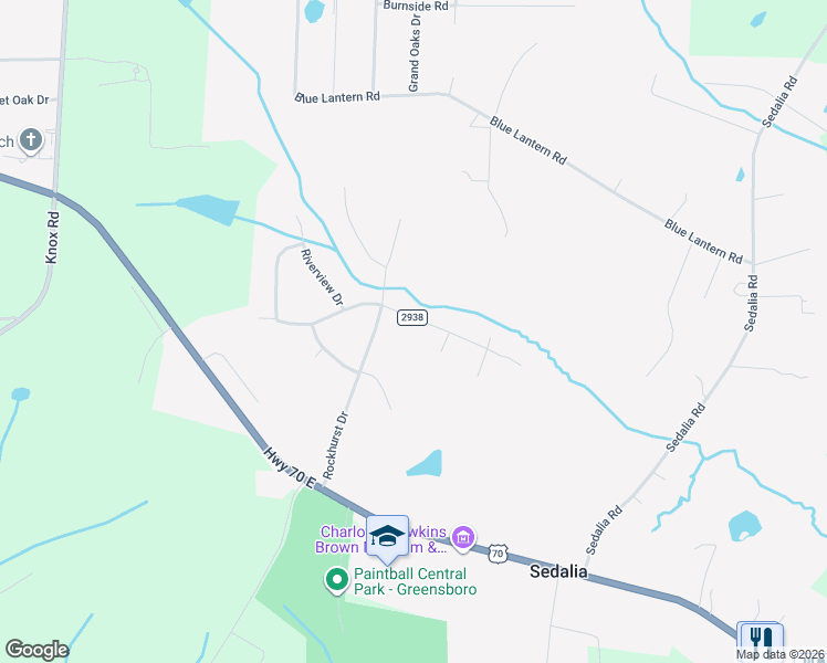 map of restaurants, bars, coffee shops, grocery stores, and more near 6304 Rolling Acres Drive in Gibsonville