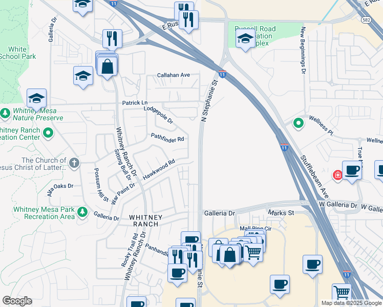 map of restaurants, bars, coffee shops, grocery stores, and more near 904 Ambusher Street in Henderson