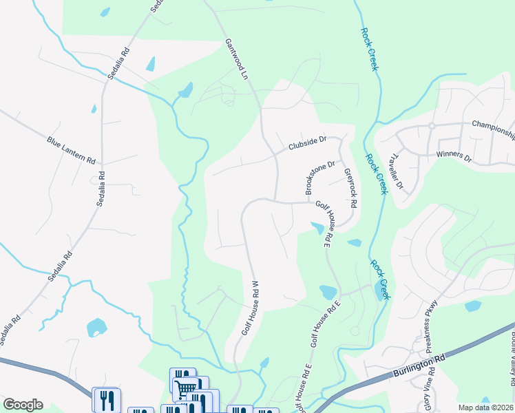map of restaurants, bars, coffee shops, grocery stores, and more near 700 Golf House Road East in Whitsett