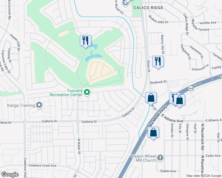 map of restaurants, bars, coffee shops, grocery stores, and more near 596 Via Colmo Ave in Henderson