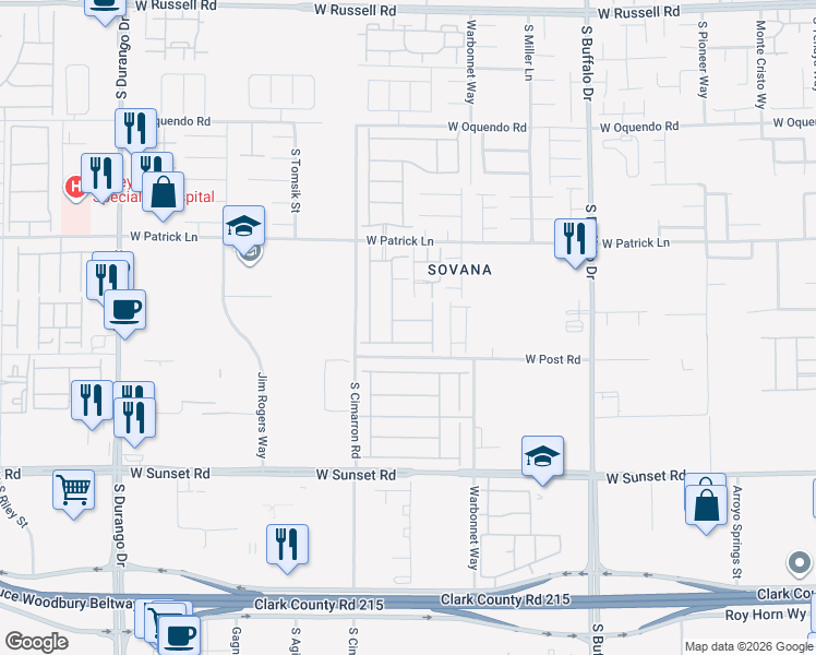 map of restaurants, bars, coffee shops, grocery stores, and more near 8089 Nottingham Hill Lane in Las Vegas