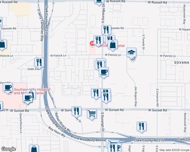 map of restaurants, bars, coffee shops, grocery stores, and more near 6249 Haiku Stairs Street in Las Vegas