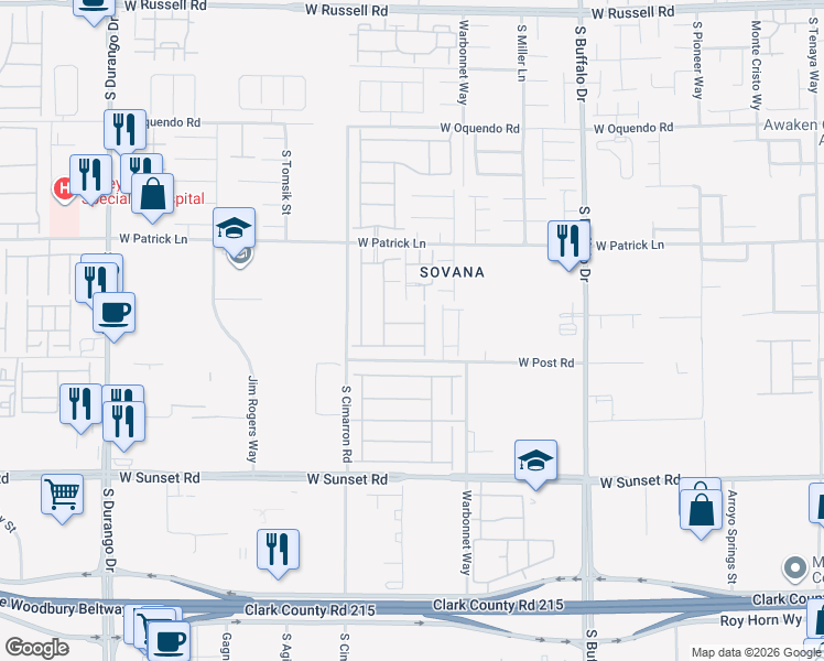 map of restaurants, bars, coffee shops, grocery stores, and more near 8089 Nottingham Hill Lane in Las Vegas