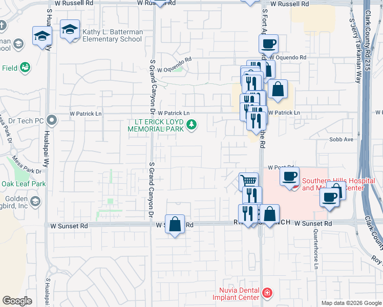 map of restaurants, bars, coffee shops, grocery stores, and more near 9660 Grouse Grove Avenue in Las Vegas