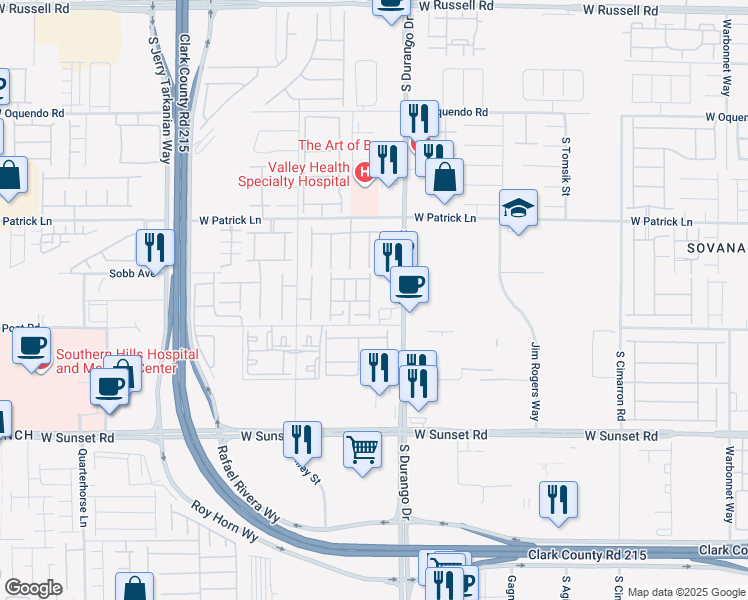 map of restaurants, bars, coffee shops, grocery stores, and more near 6256 Haiku Stairs Street in Las Vegas