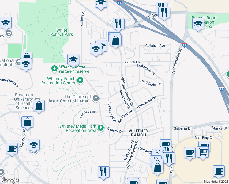 map of restaurants, bars, coffee shops, grocery stores, and more near in Henderson