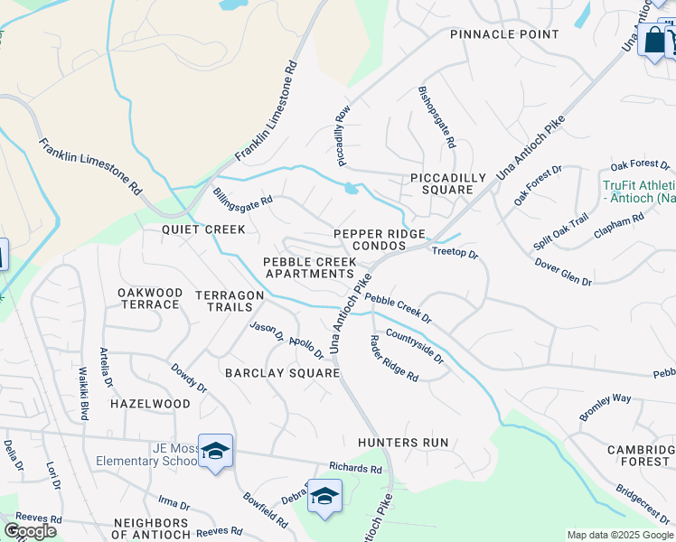 map of restaurants, bars, coffee shops, grocery stores, and more near 101 Pepper Ridge Circle in Nashville