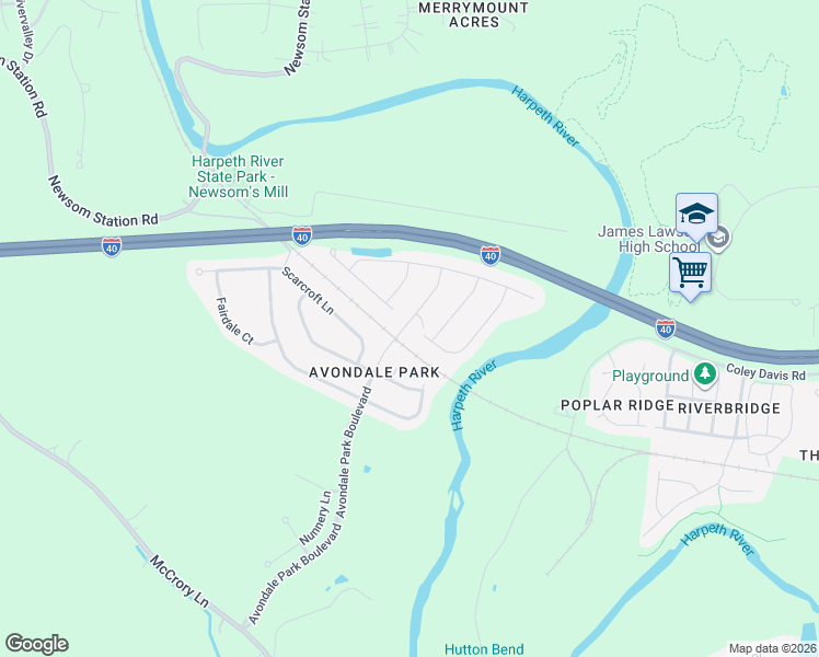 map of restaurants, bars, coffee shops, grocery stores, and more near 500 Avondale Park Boulevard in Nashville