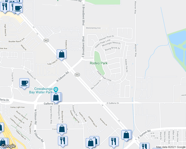 map of restaurants, bars, coffee shops, grocery stores, and more near 833 Aspen Peak Loop in Henderson