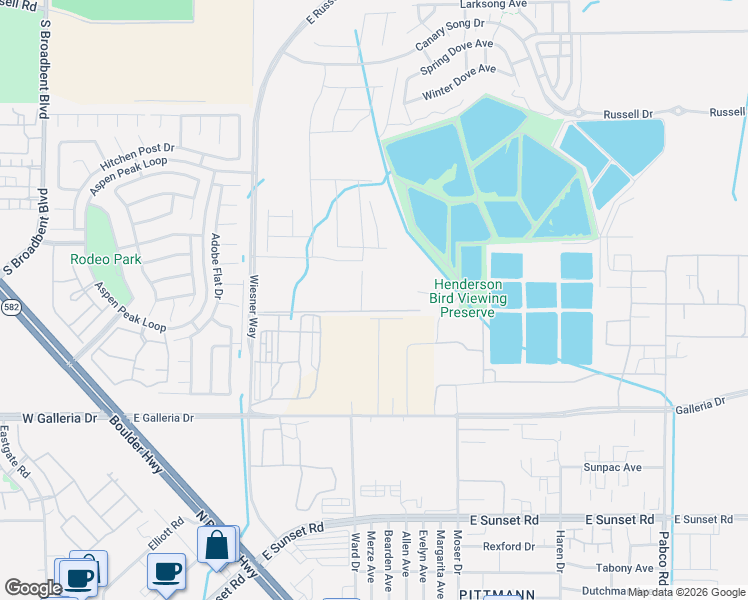 map of restaurants, bars, coffee shops, grocery stores, and more near Unnamed Road in Henderson