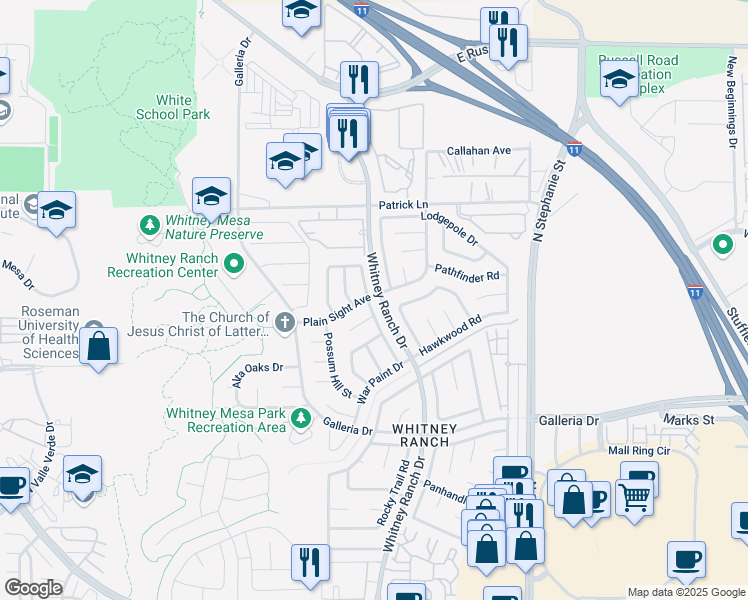 map of restaurants, bars, coffee shops, grocery stores, and more near 926 Sitting Bull Drive in Henderson