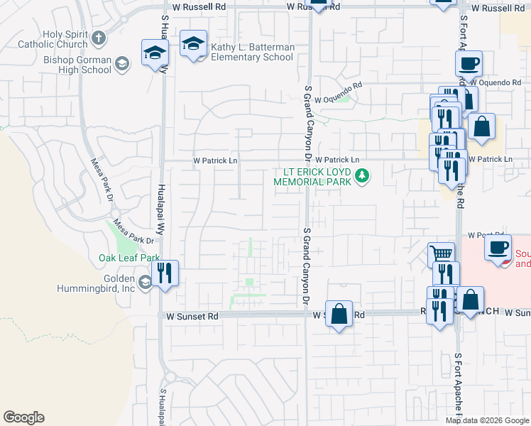 map of restaurants, bars, coffee shops, grocery stores, and more near 6238 Whitelion Walk Street in Las Vegas