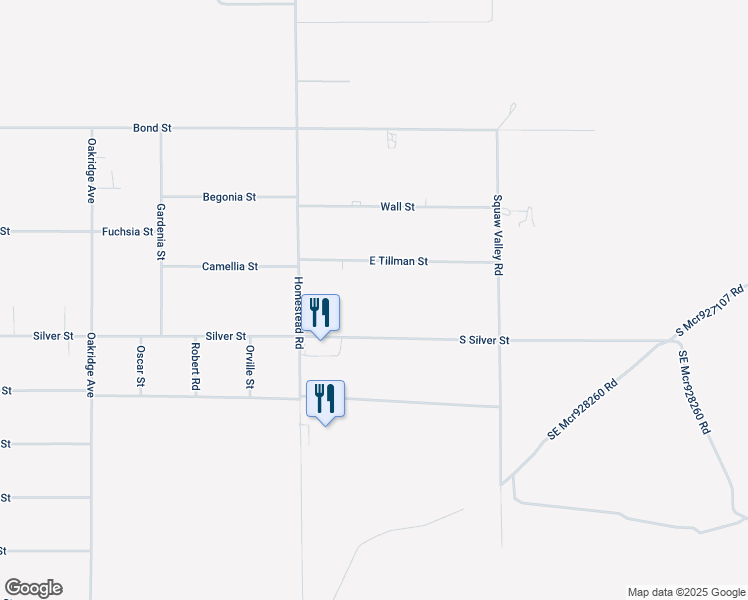 map of restaurants, bars, coffee shops, grocery stores, and more near 3171 East Tillman Street in Pahrump