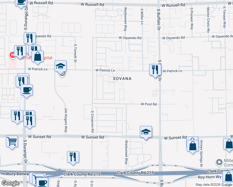 map of restaurants, bars, coffee shops, grocery stores, and more near in Las Vegas