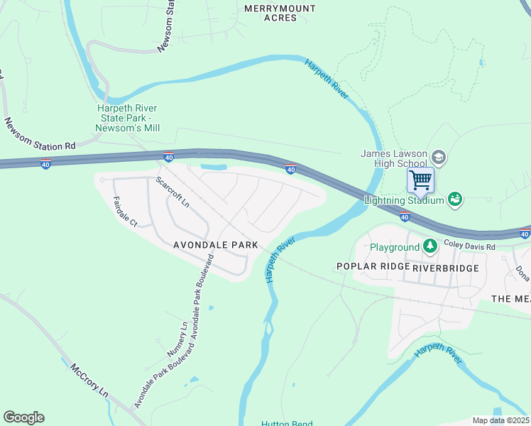map of restaurants, bars, coffee shops, grocery stores, and more near 1844 Amesbury Lane in Nashville