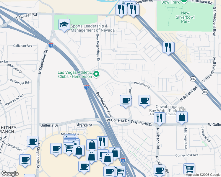 map of restaurants, bars, coffee shops, grocery stores, and more near 882 Apatite Place in Henderson