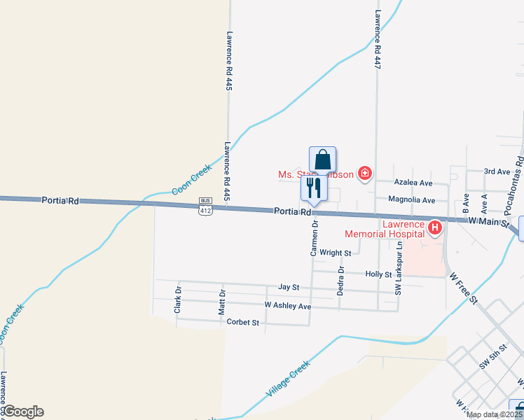 map of restaurants, bars, coffee shops, grocery stores, and more near 1604 W Main St in Walnut Ridge