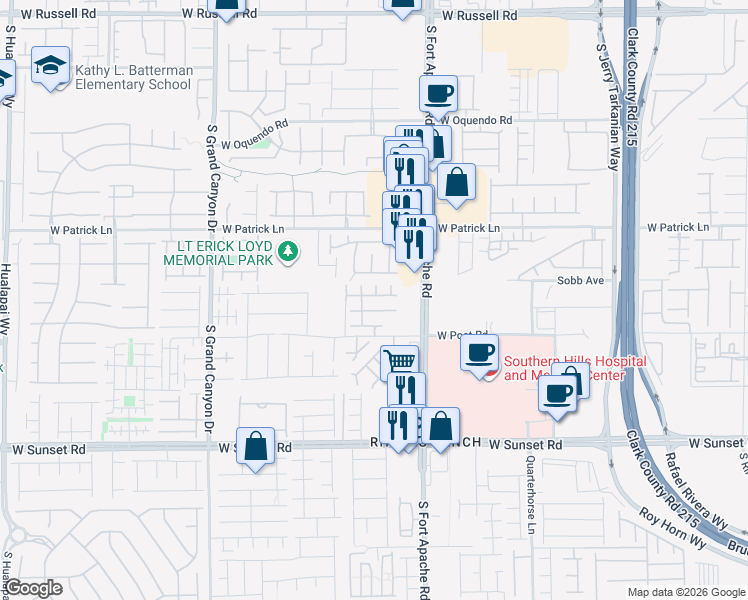 map of restaurants, bars, coffee shops, grocery stores, and more near 9493 Stills Way in Las Vegas