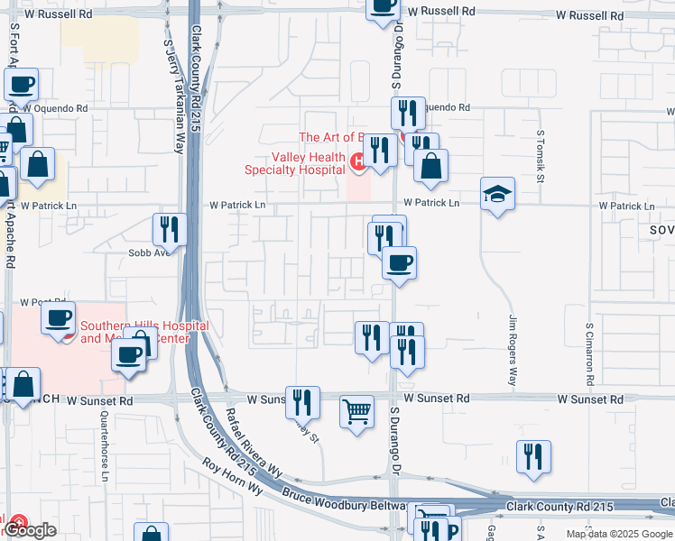 map of restaurants, bars, coffee shops, grocery stores, and more near 6251 Milford Sound Street in Las Vegas