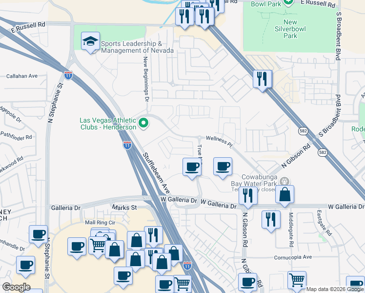 map of restaurants, bars, coffee shops, grocery stores, and more near 1135 Tektite Avenue in Henderson