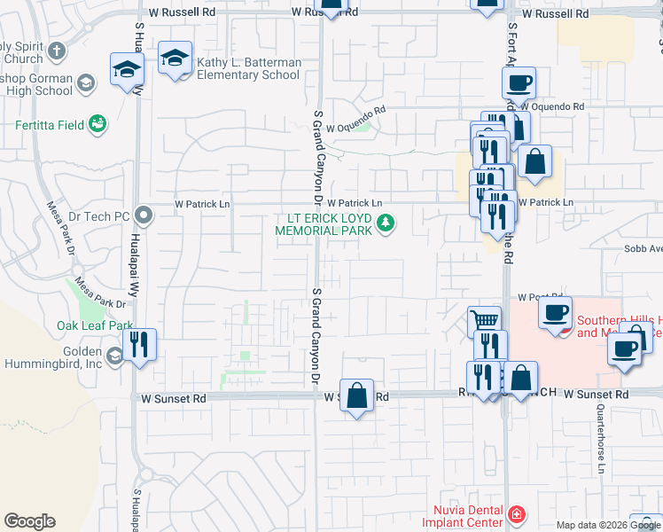map of restaurants, bars, coffee shops, grocery stores, and more near 9789 West Sage Grove Court in Las Vegas