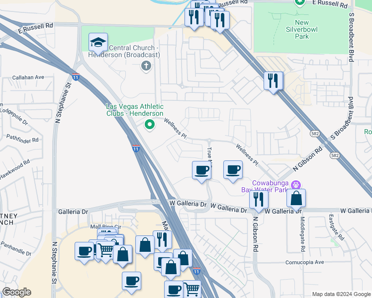 map of restaurants, bars, coffee shops, grocery stores, and more near 1155 Tektite Avenue in Henderson