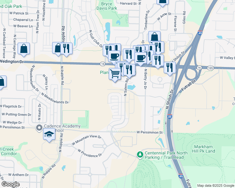 map of restaurants, bars, coffee shops, grocery stores, and more near 740 North Malbec Road in Fayetteville