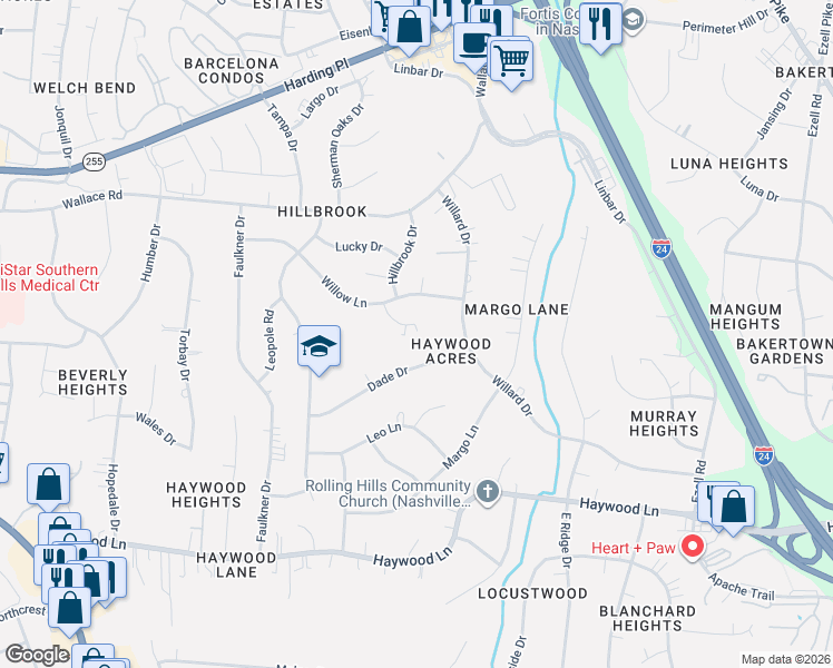 map of restaurants, bars, coffee shops, grocery stores, and more near 3817 Briarcliff Court in Nashville
