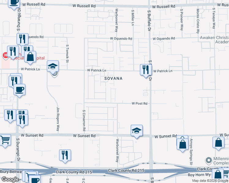 map of restaurants, bars, coffee shops, grocery stores, and more near 6229 Dolosonte Street in Las Vegas