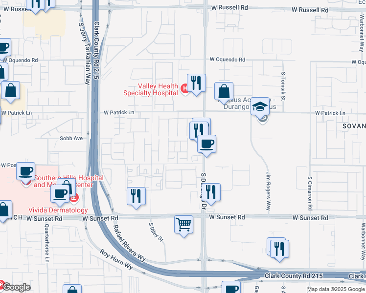 map of restaurants, bars, coffee shops, grocery stores, and more near 6238 Mavora Lakes Street in Las Vegas