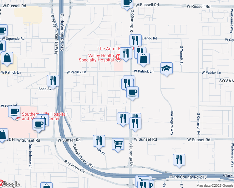 map of restaurants, bars, coffee shops, grocery stores, and more near 6238 Mavora Lakes Street in Las Vegas