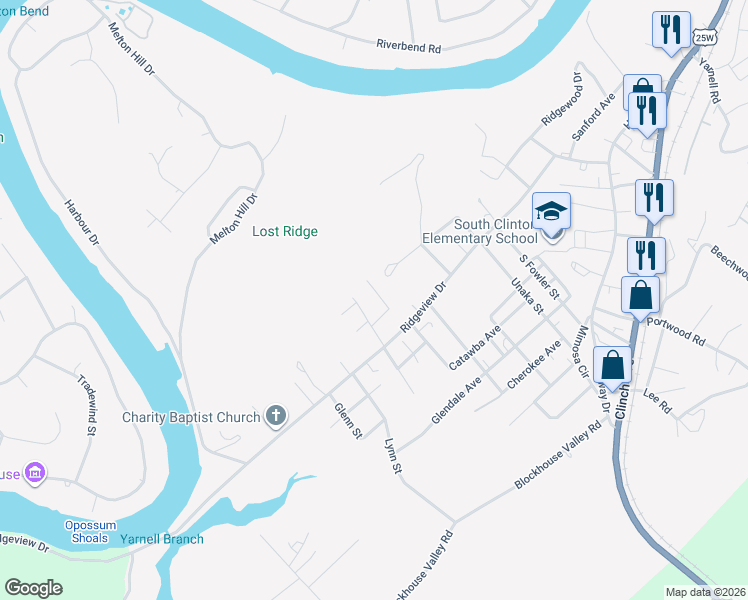 map of restaurants, bars, coffee shops, grocery stores, and more near 203 Daniel Morris Point in Clinton