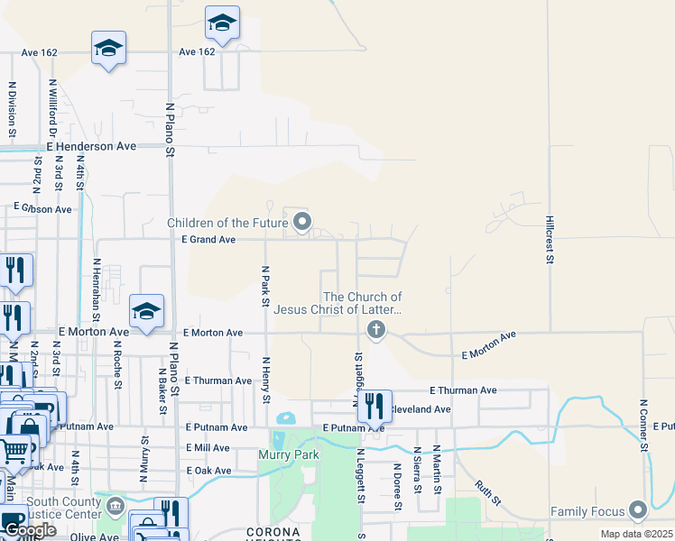 map of restaurants, bars, coffee shops, grocery stores, and more near 799 East Kanai Avenue in Porterville