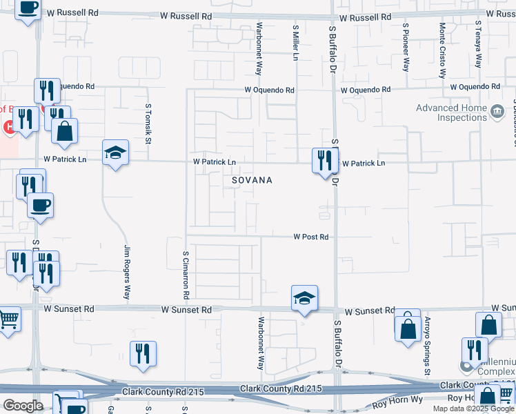 map of restaurants, bars, coffee shops, grocery stores, and more near 8010 West Post Road in Las Vegas