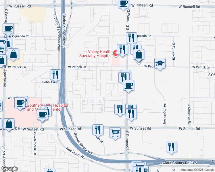 map of restaurants, bars, coffee shops, grocery stores, and more near 6251 Milford Sound Street in Las Vegas