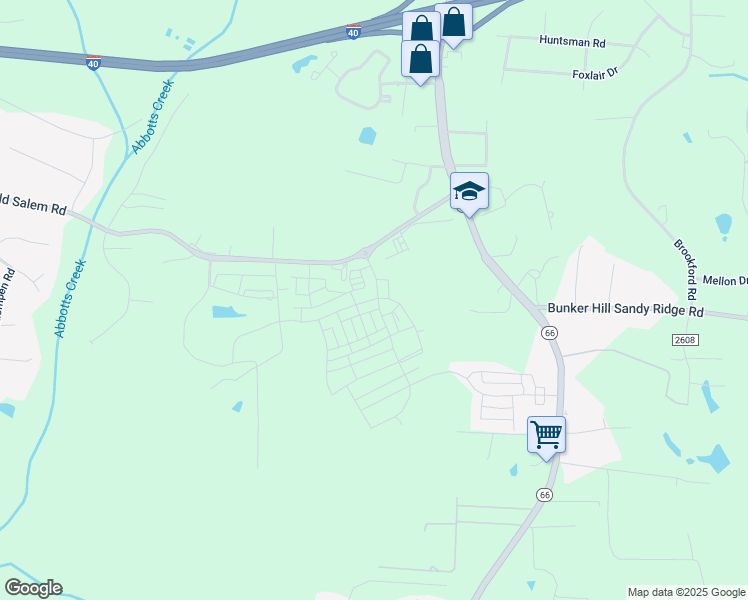 map of restaurants, bars, coffee shops, grocery stores, and more near 1740 Eastfall Street in Kernersville