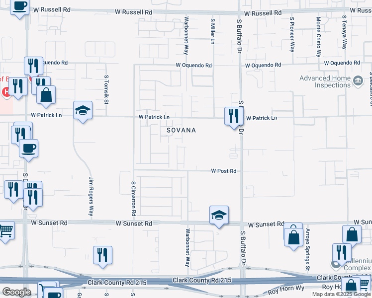 map of restaurants, bars, coffee shops, grocery stores, and more near 8010 West Post Road in Las Vegas
