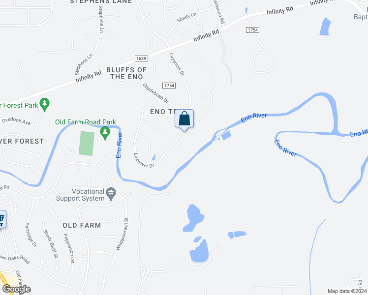 map of restaurants, bars, coffee shops, grocery stores, and more near 6 Osage Place in Durham