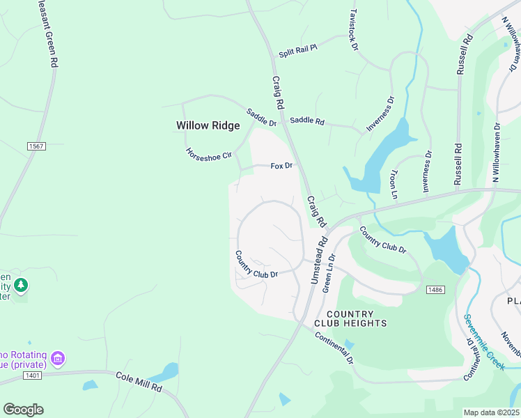 map of restaurants, bars, coffee shops, grocery stores, and more near 1110 Country Club Drive in Durham