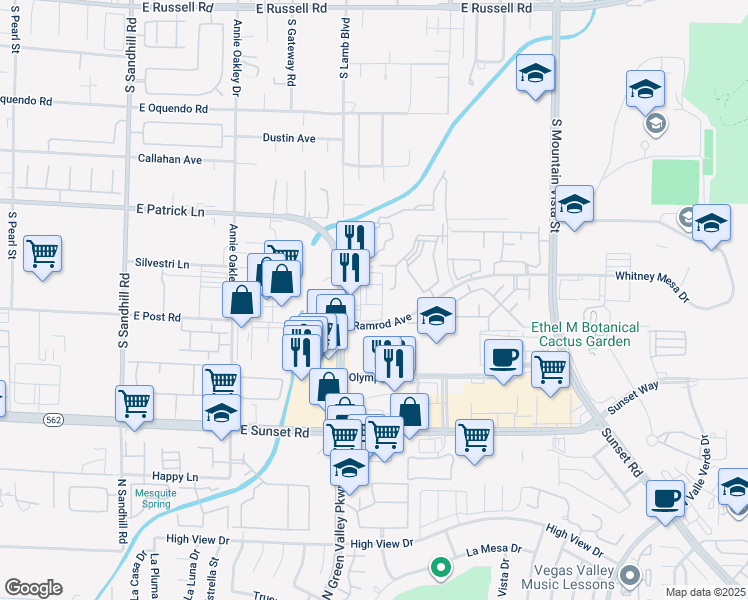 map of restaurants, bars, coffee shops, grocery stores, and more near 2184-2198 Ramrod Avenue in Henderson