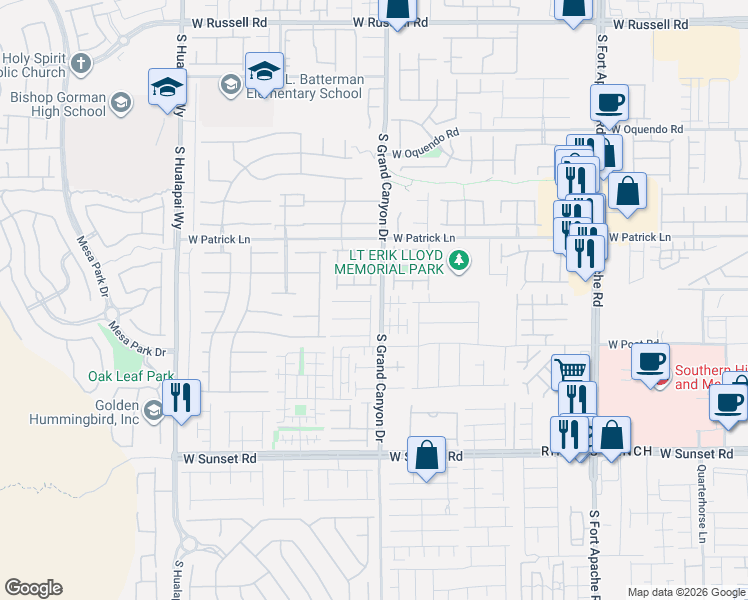 map of restaurants, bars, coffee shops, grocery stores, and more near 9789 West Sage Grove Court in Las Vegas