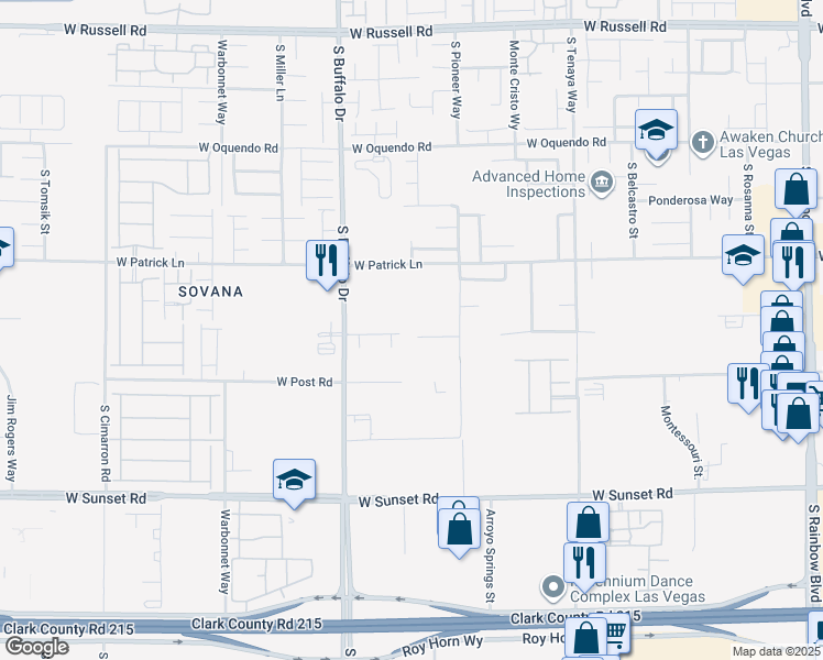 map of restaurants, bars, coffee shops, grocery stores, and more near 7794 River Mist Court in Las Vegas
