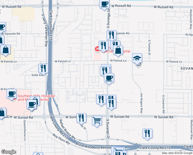 map of restaurants, bars, coffee shops, grocery stores, and more near 6222 Mavora Lakes Street in Las Vegas