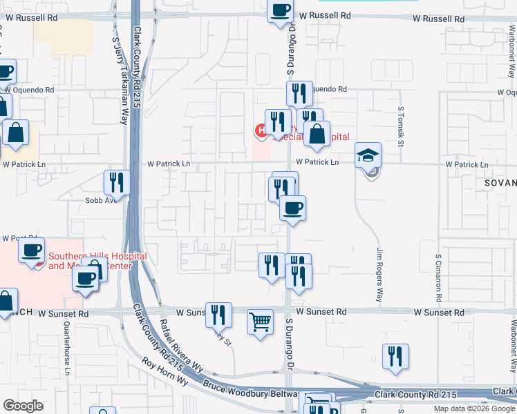 map of restaurants, bars, coffee shops, grocery stores, and more near 6222 Mavora Lakes Street in Las Vegas