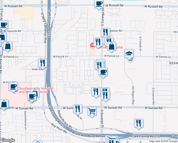 map of restaurants, bars, coffee shops, grocery stores, and more near 6249 Haiku Stairs Street in Las Vegas