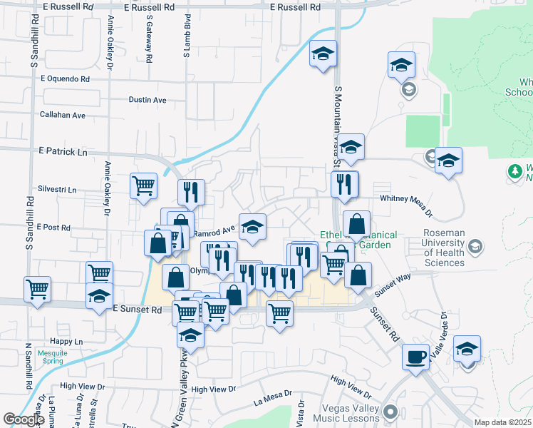 map of restaurants, bars, coffee shops, grocery stores, and more near 2001 Ramrod Avenue in Henderson
