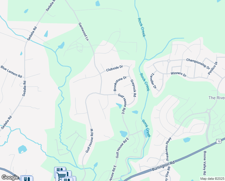 map of restaurants, bars, coffee shops, grocery stores, and more near 6503 Brookstone Drive in Whitsett